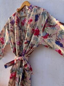 Bata Kimono de Lujo Floral 100% Algodón Transpirable para Verano, Bata de Baño para Mujer, Vestido de Dama de Honor, Túnica de Spa, Ropa de Playa, Ropa de Dormir - Product Image 2