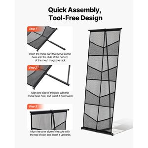 Espositore a 4 livelli in rete per brochure con 8 tasche e spessore di 3 mm - Porta riviste e cataloghi da terra - Product Image 5
