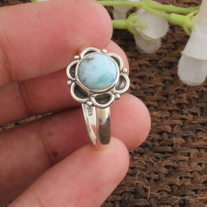 Bague en larimar bleu naturel, argent sterling 925, bague en pierre océanique, vente en gros, bijoux en larimar dominicain authentique pour femmes - Product Image 5