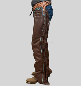 Pantalones de Cuero Occidental Premium para Montar a Caballo, Duraderos y Cómodos, Ajuste Ajustable, Hechos a Mano para Equitación y Rodeo - Product Image 1