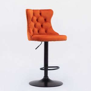 Sgabelli da Bar Moderni Imbottiti A a Furniture, Girevoli in Velluto, Altezza Regolabile 25-33 Pollici, Base da 17,7 Pollici - Product Image 3