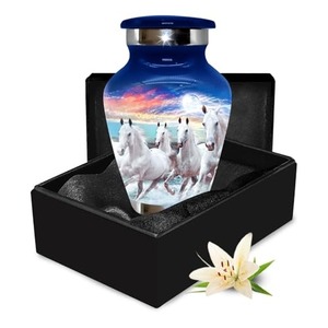Urne funéraire rouge avec motif d'ailes d'ange blanches, récipient commémoratif pour cendres humaines adultes, urne funéraire avec sac en velours gratuit - Product Image 4