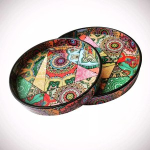Nouvelle assiette de Noël multifonctionnelle en bois émaillé imprimé Art Déco, motif corde paysagère, compatible lave-vaisselle et micro-ondes, haute qualité - Product Image 5