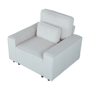Fauteuil individuel rembourré en velours côtelé avec coussin décoratif, chaise longue douce pour un salon confortable, confort moelleux - Product Image 1
