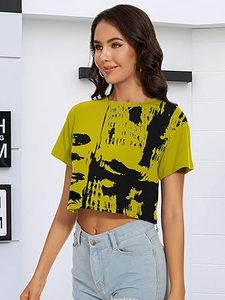 Camisetas Cortas de Algodón para Mujer con Estampado Puff Personalizado, Estilo Vintage Casual, Lavado Ácido, Fabricante de Camisetas Cortas para Dama - Product Image 4