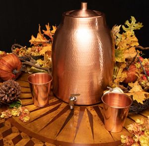 Distributeur d'eau en cuivre pur martelé, récipient ayurvédique en cuivre, vaisselle de luxe, réservoir d'eau pour la maison, l'hôtel, le restaurant, pichet - Product Image 5