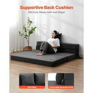 Divano Letto Pieghevole 3 in 1 Convertibile con 2 Rivestimenti Lavabili, Schiuma Memory ad Alta Densità 25D per Uso in Palestra e Hotel - Product Image 4