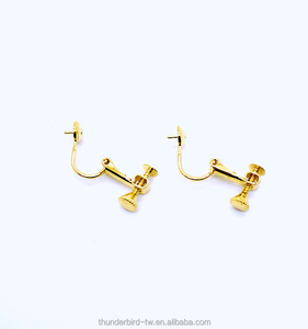 Haute qualité plaqué or laiton boucle d'oreille Clip vis Clip demi-trou perle réglage vis fil Clip 5x9mm jaune - Product Image 4