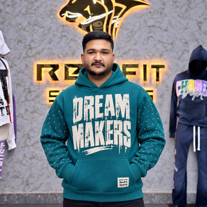 Sweat à capuche unisexe personnalisé avec manches ornées de strass, imprimé sur le devant, poche kangourou, manches longues, style streetwear décontracté, OEM - Product Image 1