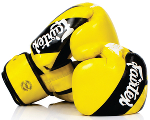 ถุงมือชกมวย Fairtex MMA สีเหลืองดำ แบบขายส่ง ผลิตตามสั่ง หนังแท้ 100% ระบายอากาศได้ดี สำหรับมวยไทย ซานด้า ขนาด 12 ออนซ์ - Product Image 3