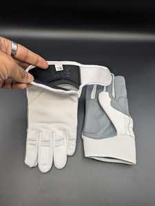 Guantes de Béisbol y Bateo de Cuero Blanco, Cierre de Gancho y Bucle Ambidiestro, Duraderos para Entrenamiento, Unisex, Talla Juvenil L - Product Image 4