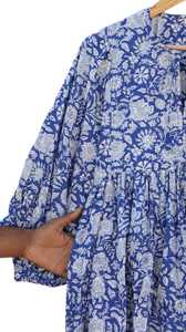 Deep V Neck Cotton Floor Length <b>A</b> <b>LINE</b> <b>Dress</b> Three Quarter Balloon Sleeves Floral <b>Pattern</b> Women's Daily Wear Embroidery - Product Image 2