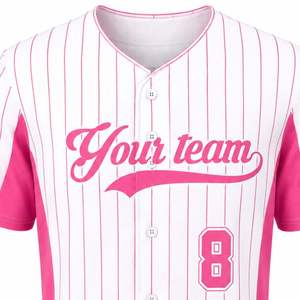 Precio al por mayor OEM: Camisetas de béisbol ligeras para adultos, transpirables, ecológicas, con logo personalizado, 100% poliéster, cuello corazón, de secado rápido. - Product Image 4