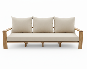 Canapé d'extérieur polyvalent Luci 2 places, structure en bois massif, résistant aux intempéries, mousse haute densité, idéal pour terrasse de complexe de luxe - Product Image 4