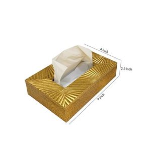 Porte-serviettes et boîte à mouchoirs en bois doré moderne, design rectangulaire, organisateur de bureau multifonctionnel pour salle de bain, maison, bureau - Product Image 3