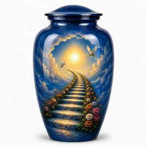 Hermosa Pegatina con Imagen de Cruz Negra y Plateada con Urna de Esmalte para Cenizas Humanas Funerarias - Product Image 6