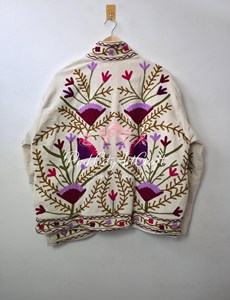 Handcrafted Suzani Embroidery Cotton Velvet Breathable Eco-Friendly <b>Quilted</b> Jacket Elegant Women Winter Regular Coat Boho Chic - Product Image 5