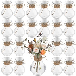 Wholesale Aqudus Saleem Glass Vases with Jute Wrap | Mid Century Modern Design Eco-Friendly Floral Containers 3-Piece Bulk Set - Product Image 1