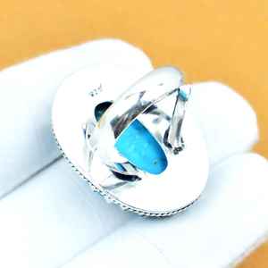 Anillo de Piedra Preciosa Turquesa Ovalada, Plata de Ley 925, Joyería Bohemia Hecha a Mano, Anillo para Mujer, Venta al por Mayor - Product Image 4