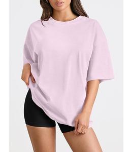 เสื้อยืดผู้หญิงดีไซน์ใหม่ ผ้าฝ้ายแท้ 100% แขนครึ่งตัว คอเฉียง ไหล่ตก ทรงโอเวอร์ไซส์ สวมใส่สบาย ระบายอากาศได้ดี ผลิตในบังกลาเทศ - Product Image 2