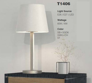 Lampe de bureau LED contemporaine minimaliste en fer pour chambre à coucher, noir et blanc, E27 - Product Image 1