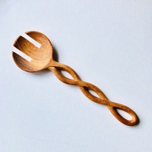 Ensemble d'ustensiles de cuisine en bois naturel faits à la main, 2 pièces |   Cuillère et spatule de cuisine Curio Craft |   Résistant aux hautes températures, léger - Product Image 3