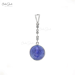 Articles les plus vendus : Ensemble de fils de 9 mm, pendentif Tanzanite suspendu avec pendentif goutte en diamant en or blanc fin 14 carats, fournisseur en gros de premier plan - Product Image 2