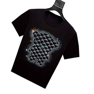 T-shirts en strass de qualité supérieure pour hommes, en coton, tricotés, décontractés, vente en gros - Product Image 4