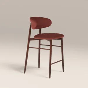 TABURETE DE COCINA HALSTON ROJO RUST SINTERIOR Y NUEZ - Product Image 3