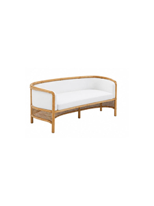 Canapé d'extérieur en rotin tropical deux places avec pieds solides et coussin blanc, design imperméable, mobilier de jardin - Product Image 3