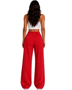 Pantalon de jogging décontracté pour femme, personnalisé par le fabricant, rouge, coupe large, taille haute, ample, style streetwear, pour le quotidien - Product Image 2