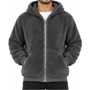 <b>Men</b> Women Warm <b>Sherpa</b> <b>Fleece</b> Hoodie Custom Soft Plush Winter Zipper Hooded Sweatshirt Casual Streetwear Private Labels Factory - Product Image 4