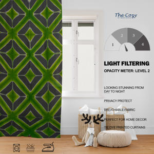 Rideau imprimé tie-dye bohème en coton, panneau décoratif pour fenêtre, idéal pour hôtels, cafés, appartements, taille personnalisée, vente en gros, Inde - Product Image 6