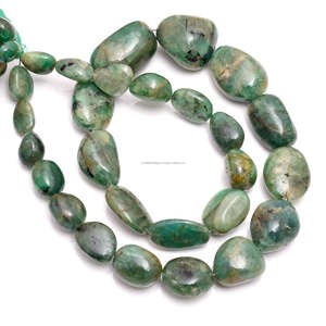 Perles en forme de culbutage lisse émeraude naturelle de haute qualité 16 pouces utilisation de brin de pierres précieuses pour la fabrication de bijoux Bracelet collier - Product Image 1