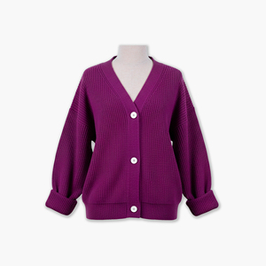 Simple Casual Winter <b>Cardigan</b> 3 Button V-Neck Solid Color Knitted 100% Acrylic OEM ODM Accepted Anti-Wrinkle Drop Shoulder Cable - Product Image 1