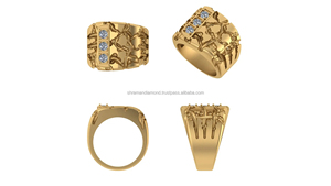 Bague de fiançailles et d'anniversaire de luxe pour homme en argent 925 plaqué platine, motif géométrique vintage, sertie de moissanite - Product Image 2