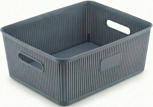 Rectangular <b>Plastic</b> Fluted Storage Medium <b>Basket</b> - Product Image 2