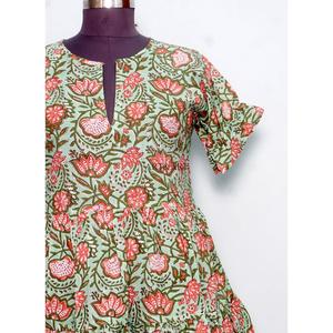Most Selling Midi Floral <b>Dress</b> with Custom Size Available From Indian Supplier 100% Cotton A-Line at Bulk Quantity Price Supply - Product Image 2