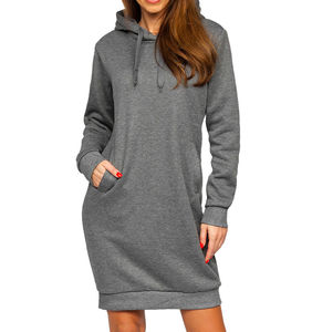 Robe à capuche décontractée pour femme, imprimée sur mesure, en molleton respirant, sans doublure, coupe oversize longue, sweat-shirt à manches longues avec fermeture éclair et poches sur le devant - Product Image 1