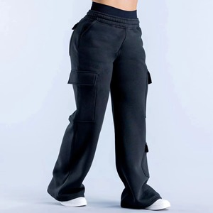 Women's Casual High Waist Joggers Loose Fit Straight Leg Draped <b>Trousers</b> with Elastic Waist <b>Drawstring</b> Solid Pattern Pants - Product Image 4