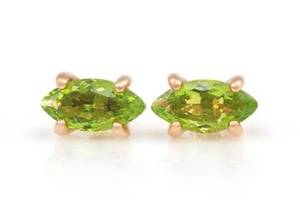 Vintage Pure 925 Sterling Silver Eye Shape <b>Green</b> Stone 18K Gold Plated Natural Peridot Gemstone Birthstone Stud <b>Earrings</b> For Her - Product Image 6