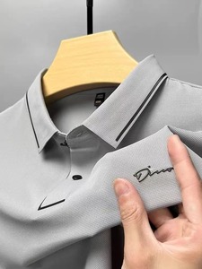 Camiseta de Lujo para Hombre, Jersey Sólido, Bordado Personalizado, Cuello Solapa, Transpirable, Top de Verano - Product Image 3