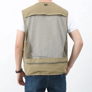 เสื้อกั๊กตกปลาผู้ชายแบบหลายกระเป๋า เสื้อกั๊กอเนกประสงค์กลางแจ้ง เสื้อกั๊กยุทธวิธีพรีเมียมแบบหลายกระเป๋า เสื้อกั๊กตกปลาซาฟารีน้ำหนักเบา - Product Image 4