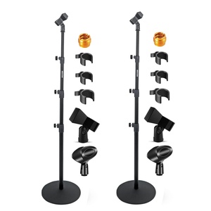 Support de microphone 5Core, 2 pièces, hauteur réglable sur 3 niveaux, 24-67 pouces, avec base ronde robuste, supports de microphone au sol - Product Image 1