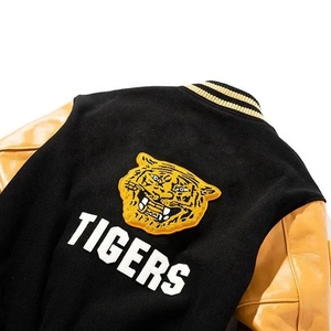 Chaquetas universitarias de béisbol con mangas de cuero para hombre de alta calidad del fabricante OEM 2025, superventas, colección de invierno sin cuello - Product Image 3