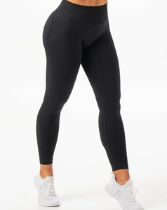 Legging de yoga pour femme de haute qualité, taille mi-haute, uni, sans couture, respirant, léger, en Spandex/Nylon, séchage rapide, facile à porter, prix bas - Product Image 3