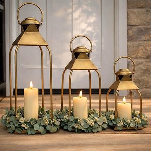 Elegant Metal Lantern Decorative Candle Holder Vintage <b>Hanging</b> <b>Light</b> Home Garden Patio Wedding Party Indoor <b>Outdoor</b> Decor - Product Image 3