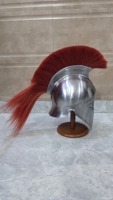 Casque de Centurion Romain Médiéval avec Crête en Crin Rouge, Casque Grec Spartan en Acier Fait Main pour Reconstitutions Historiques et Costumes d'Halloween