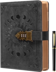 Journal à cadenas avec stylo, format A5, couverture rigide, agenda rechargeable avec cadenas à combinaison, couverture en cuir/PVC - Product Image 6