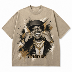 Camiseta Gráfica Vintage Personalizada para Hombre, Estilo Urbano Hip Hop, Algodón Lavado Oversize, Manga Corta Casual, OEM ODM - Product Image 1